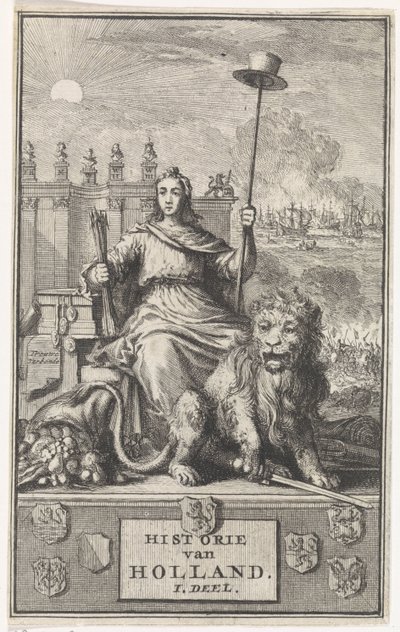 virgen holandesa Página de título para: F. de la Neuville, Historia de Holanda vol. yo, 1704 de Jan Luyken
