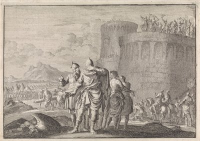 Hyrkanus, el hijo de Simon, se aleja durante el asedio del castillo de Dagon. de Jan Luyken