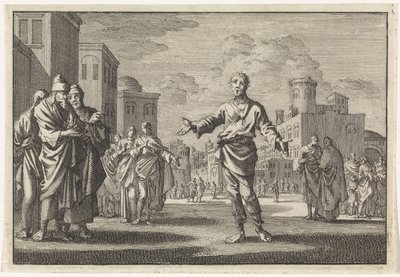 Jesús, hijo de Ananus, camina por las calles de Jerusalén de Jan Luyken