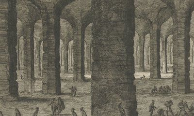 Canteras de piedra caliza bajo el Sint-Pietersberg St Pieters Bergh cerca de Mastricht, como él que expone bajo el Aerde (título sobre el objeto) de Jan Luyken