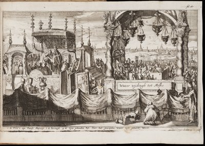 La gran bendición de las aguas en Moscú (Rusia) (ceremonia religiosa anual con procesión) - Obra de Jan (Johannes) Luyken (1649-1712), grabado (20,1x30 cm) de Jan Luyken
