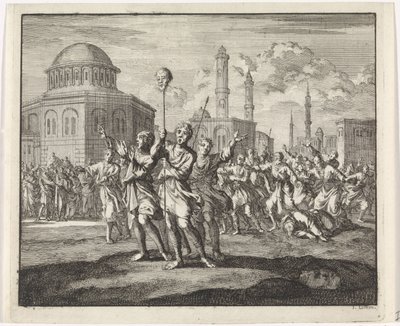 Decapitación de un monje durante disturbios en Constantinopla de Jan Luyken