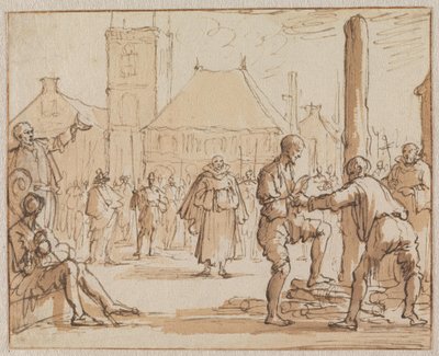 Pieter Bekjen sube a la hoguera en Ámsterdam en 1569 de Jan Luyken