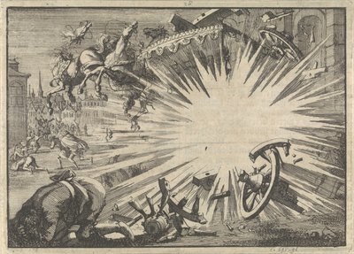 Carruaje y caballos del rey Luis XIII destruidos por la explosión de una máquina infernal, hacia 1625 de Jan Luyken