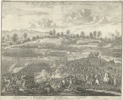 Batalla de Turnhout, 1597 De Slagh por Turnhout in den Jaere MDXCVII (título sobre objeto) de Jan Luyken