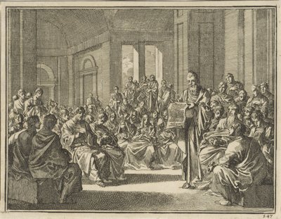 Lectura de una epístola ante una gran multitud de cristianos de Jan Luyken