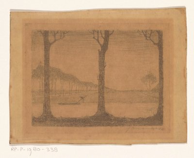 Árboles a lo largo del canal cerca de Woudsterweg de Jan Mankes (signed by artist)