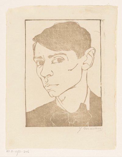 Autorretrato con pajarita de Jan Mankes (signed by artist)