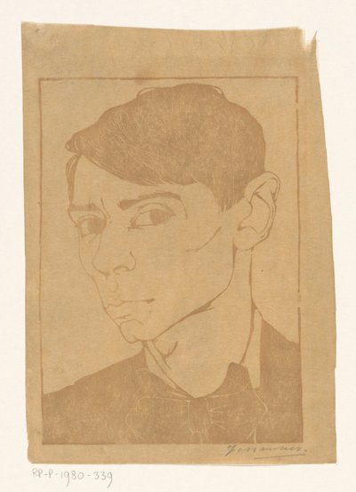Autorretrato con pajarita de Jan Mankes (signed by artist)