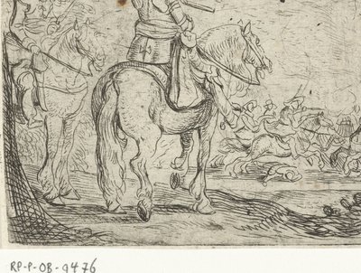 Dos jinetes en una pelea de caballería Batallas de caballería (título de la serie) de Jan Martszen de Jonge