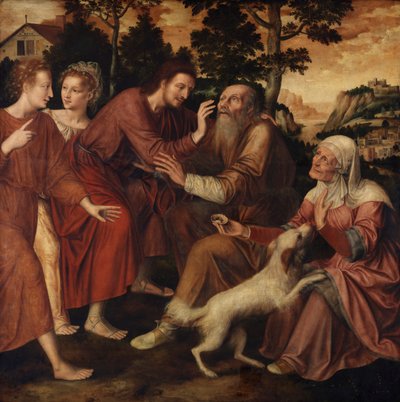 La curación de Tobit (óleo sobre tabla) de Jan Massys or Metsys