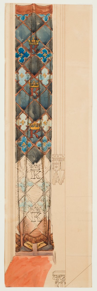 Cartón para la policromía de la Basílica de Santa María - Friso con motivo geométrico de Jan Matejko