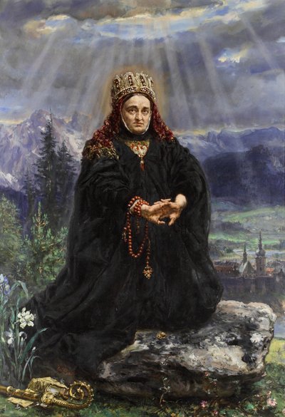 Santa Kinga rezando en medio de las montañas de Sącz. de Jan Matejko
