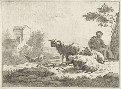 Pastora con rebaño de ovejas de Jan Matthias Cok