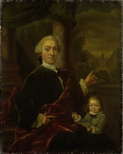Retrato familiar de Jan van de Poll, banquero y burgomaestre de Ámsterdam con su joven hijo Harman de Jan Maurits Quinkhard