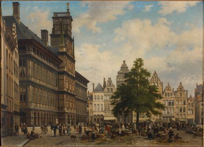 El Grote Markt con el árbol de la libertad, 1875 de Jan Michiel Ruyten