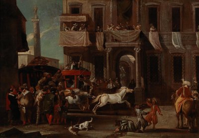 La carrera de los caballos berberiscos en Roma de Jan Miel