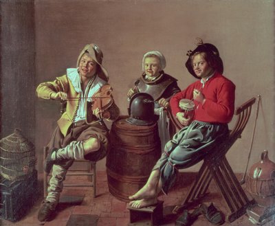 Dos niños y una niña haciendo música de Jan Miense (attr. to) Molenaer