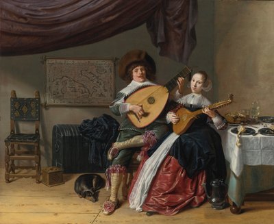 EL DÚO:  UN AUTORRETRATO DEL ARTISTA CON SU ESPOSA, JUDITH LEYSTER, PROBABLEMENTE SU RETRATO DE BODA de Jan Miense Molenaer