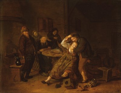 Interior de taberna con un patán de juerga con una moza (óleo sobre tabla) de Jan Miense Molenaer
