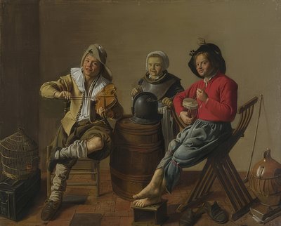 Dos niños y una niña, tocando música. 1629 de Jan Miense Molenaer