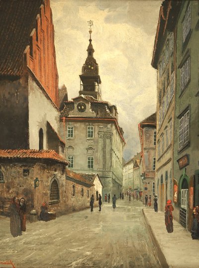La antigua sinagoga nueva y el ayuntamiento judío, Praga de Jan Minarik