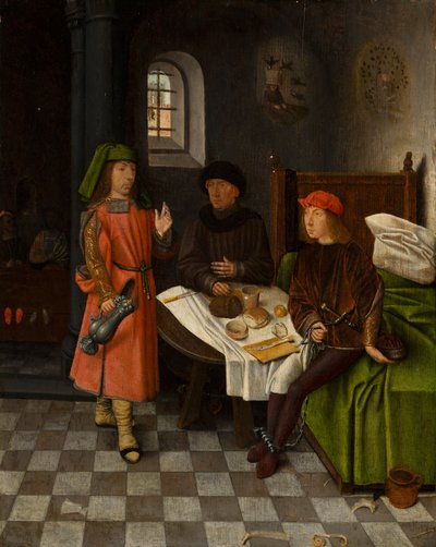 José explicando los sueños del panadero y el copero, c.1500 de Jan Mostaert