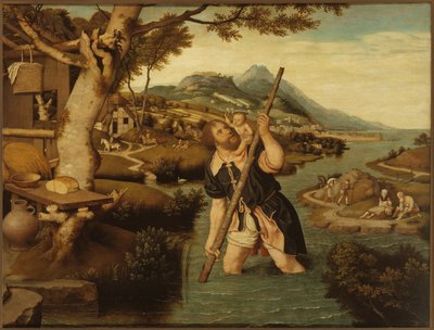Paisaje con San Cristóbal, primera mitad del siglo XVI de Jan Mostaert