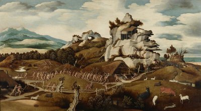 Paisaje con un episodio de la conquista de América, c.1535 de Jan Mostaert