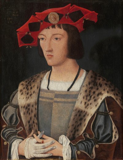 Retrato de un hombre poniéndose un guante de Jan Mostaert