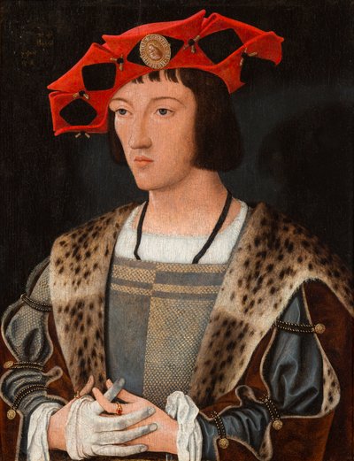Retrato de un hombre poniéndose un guante, c.1520 (óleo sobre tabla) de Jan Mostaert