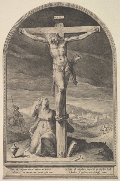 Santa María Magdalena al pie de la cruz de Jan Muller