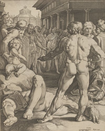 La lucha entre Ulises e Irus, ca. 1590 de Jan Muller