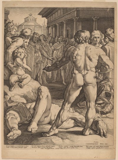 La lucha entre Ulises e Irus de Jan Muller, after Cornelis Cornelisz van Haarlem