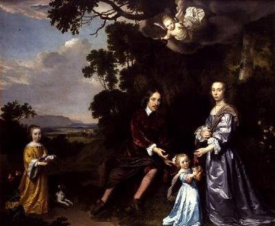 Pieter van der Graaff, su esposa e hijas de Jan Mytens or Mijtens