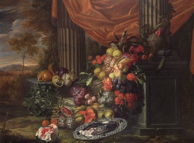 Naturaleza Muerta de Frutas en un Entorno Paisajístico de Jan Pauwel the elder Gillemans