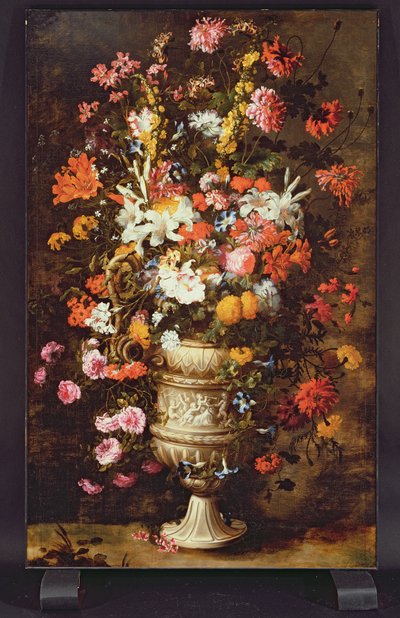 Flores en un jarrón con figuras (óleo sobre lienzo) de Jan Peeter Brueghel