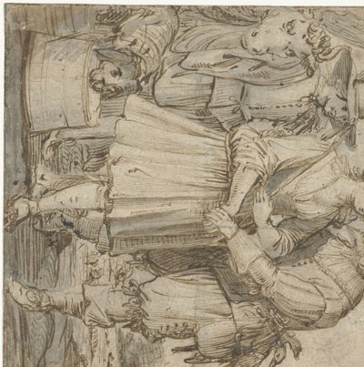 Cazador decadente y una mujer joven de Jan Philipsz. van Bouckhorst