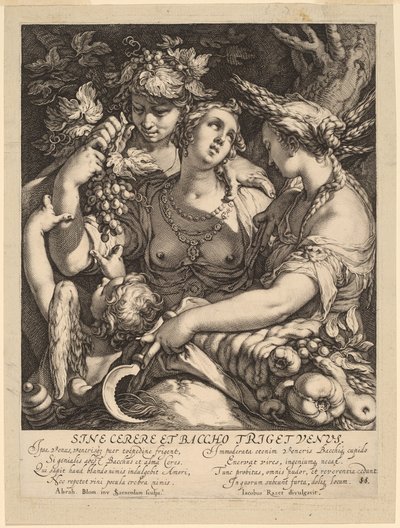 Sin Ceres y Baco, Venus se enfría de Jan Pietersz Saenredam, after Abraham Bloemaert