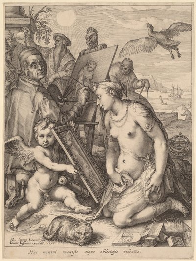 Artista Pintando a una Mujer Desnuda: Alegoría de la Percepción Visual de Jan Pietersz Saenredam, after Hendrik Goltzius
