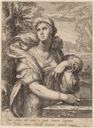 Mujer samaritana en el pozo de Jan Pietersz Saenredam, after Hendrik Goltzius