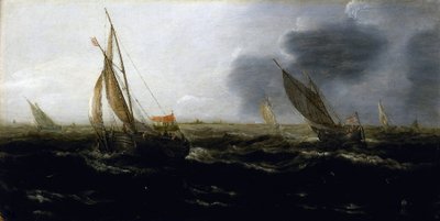 Barcos holandeses atrapados por una fuerte brisa de Jan Porcellis