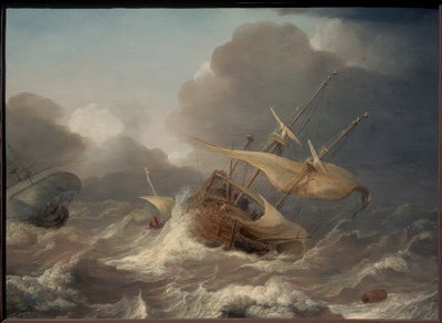 Barcos neerlandeses en una tormenta de Jan Porcellis