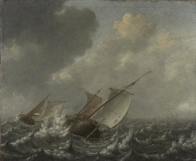 Embarcaciones en un mar agitado, 1620s de Jan Porcellis