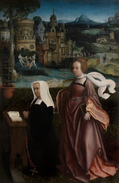 Detalle de Donante con San Nicolás y Esposa del Donante con Santa Godeliva, c.1515-21 (óleo sobre tabla) de Jan Provoost