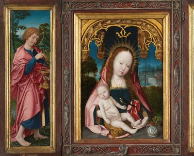 Tríptico con la Virgen y el Niño, San Juan Evangelista (ala izquierda) y María Magdalena (ala derecha) de Jan Provoost
