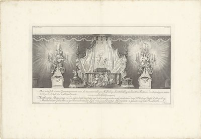 Parte trasera de la sala con la majestad del príncipe Guillermo IV, 1751 Fond de la sale dessiné Geometriquement (...) / Meetkonstige Afteekeninge de la parte posterior Zijde der Zale con el Cieraden soodanigh como los de den Hr. Delage Leuit. Col: Ingen.r de Jan Punt