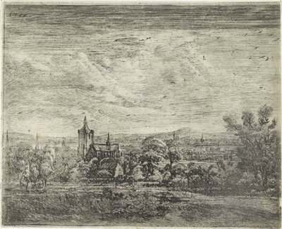 Vista del pueblo con una iglesia de Jan Ruyscher