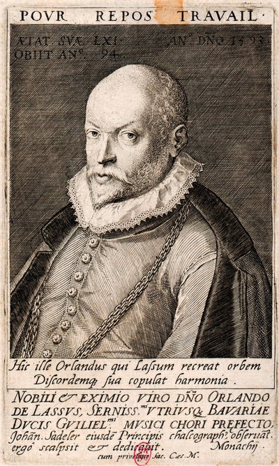 Retrato del compositor Orlando di Lasso 1532-1594, 1593 de Jan Sadeler