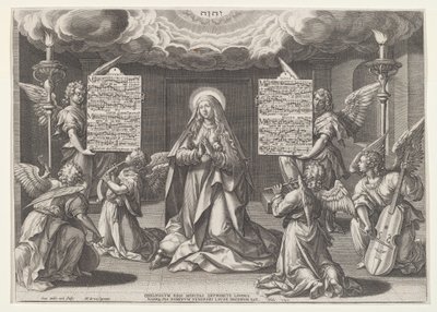 Magnificat: La Virgen Rodeada de Ángeles Músicos de Jan Sadeler I, after Maarten de Vos